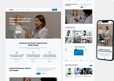 Mediva: Healthcare at Your Fingertip cleandesign designinspiration doctorbooking dribbble healthcare landingpage medicalapp minimal ui ux webapp webdesign