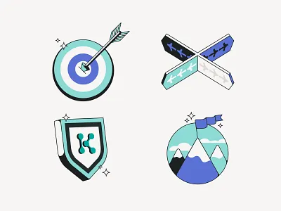 Illustrative Icons | Digital Transformation arrow branding digital digital transformation direction icons illustration illustrator industry mountain peak shield target transformation