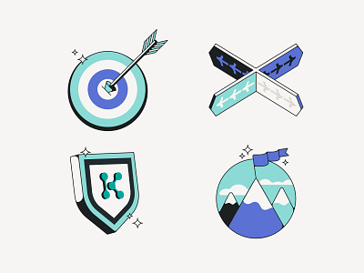 Illustrative Icons | Digital Transformation arrow branding digital digital transformation direction icons illustration illustrator industry mountain peak shield target transformation