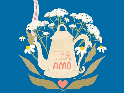 Tea Amo ☕️ aesthetic botanical art cozy vibes floral design floral illlustration flowers graphic design herbal tea i love tea relaxation tea amo tea ceremony tea culture tea design tea illustration tea lover tea time teapot vintage vintage teapot