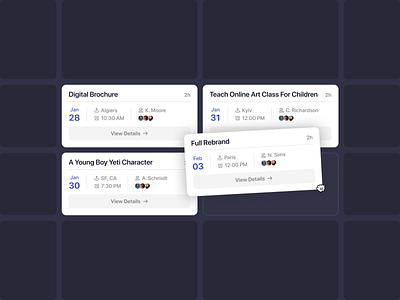 Freelance Marketplace Saas Dashboard Cards ✦ Upfeed cards clean dashboard design interface product service startup ui ux