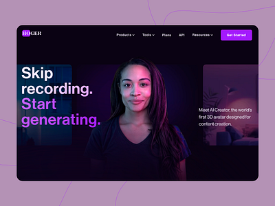 Hoger AI Creator Landing Page ai ai creator ai tech creative tools dark theme design digital innovation landing page layout design modern design navigation bar platform ui ui design user interface ux design uxui web design website