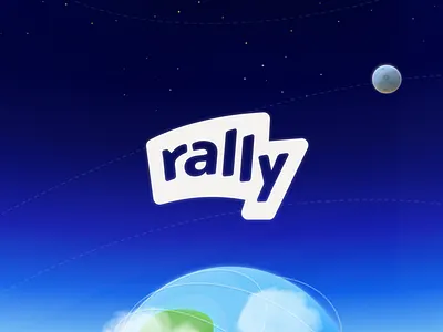 Logo for Rally Space Inc b2b demo flag holographic logo moon planet presentation rally recording space video