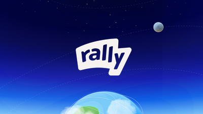 Logo for Rally Space Inc b2b demo flag holographic logo moon planet presentation rally recording space video