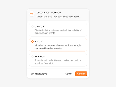 Workflow clean design figma interface minimalist orange ui ux white workflow