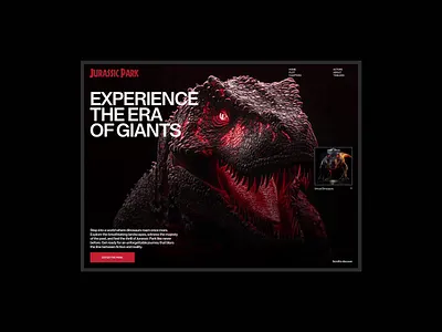 Jurassic Park [BONUS] [Exploration 21] 3d 3d design bold branding design dinosaur editorial figma minimal motion style typography ui ui design uidesign uiux ux ui web design webdesign website design