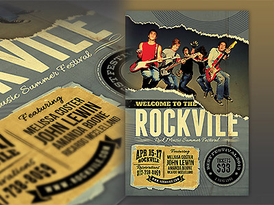 Grunge Flyer Template concert festival flyer grunge invitation music party poster retro retro flyer retro poster template vintage vintage flyer