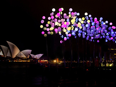 Digital Wattle - Night installation light reactive sculpture vivid