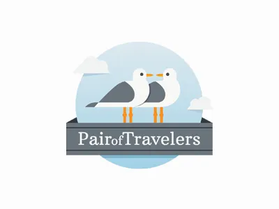 Pair of traveler albatross bird brand cloud fly illustration illustrative logo mark sky travel wind wing