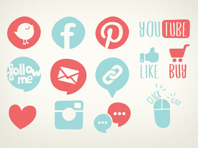 SEO icons blog follow graphics handdraw info like social stats vintage web