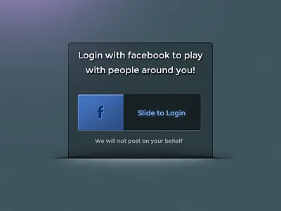 Facebook Slide to Login blue button dark f facebook iphone login post screen theme trail ui user ux