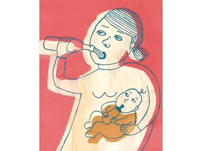 Mum 2 abuse acrylics alcohol drugs illustration relations