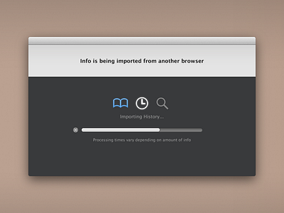 Import Dialog app bar bookmark browser dialog history icon mac progress search