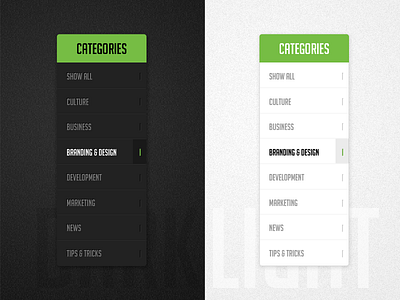 Dark & Light - Sidebar Menu clean dark designzillas light menu sidebar simple slick texture