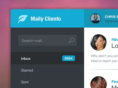 Flat Mail Client blue box client dark flat mail mailbox mailclient messages ui