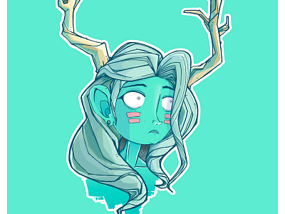 Born to Rein. antlers color digital girl illustration photoshop teal