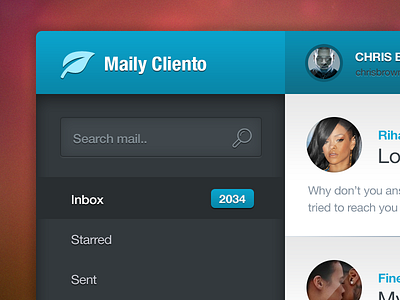 Mail Client (non-flat version) blue box client dark mail mailbox mailclient messages ui