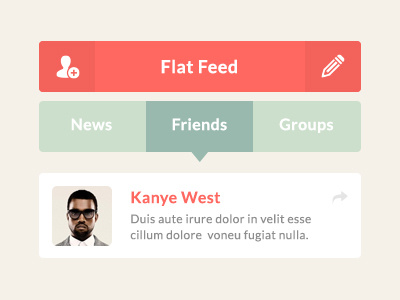 Flat Feed UI avatar betraydan color palette design feed flat flat ui flatui minimal palette ui ui kit