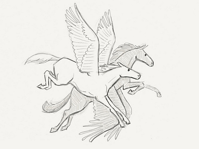 Winged horses couldn't drag me away - V.2 drawing flying horse illustration logo rough sketch wings