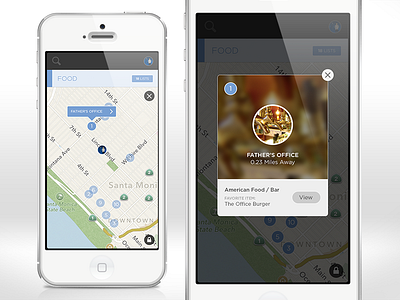 iPhone List App Location View app application card clean flat design interface iphone list location map mobile simple ui