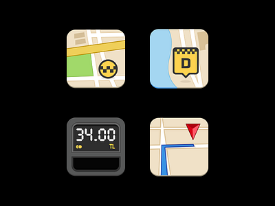 Icons Taksimetre cab flat icons ios landing page maps nav navigation sketch taksimetre taxi