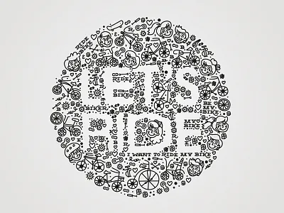 Let's Ride, part II bicycle bike biker illustration lettering pattern