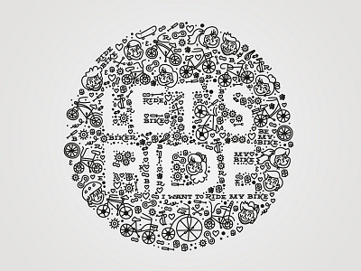 Let's Ride, part II bicycle bike biker illustration lettering pattern