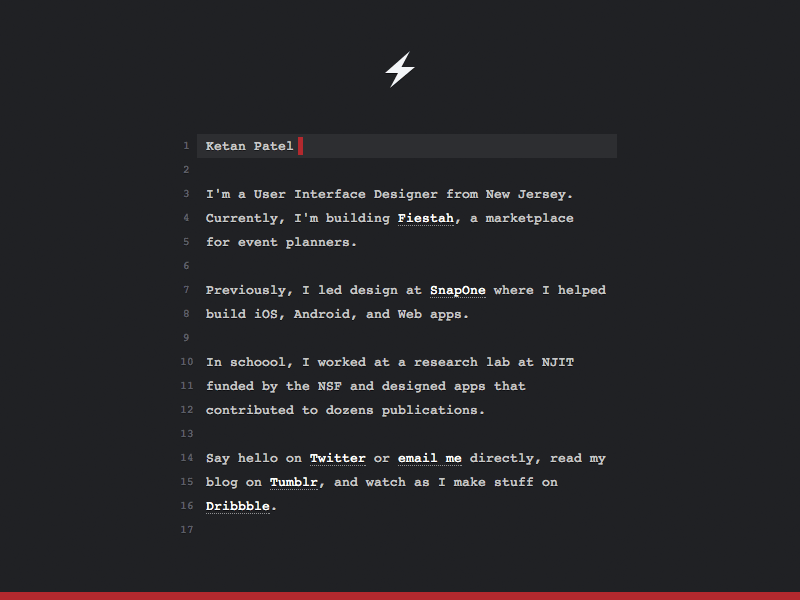 Shot #1028514 about animation code codeview command lightning personal website syntax terminal