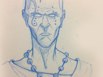 Monk Sketch blue pencil first dribbble sketch