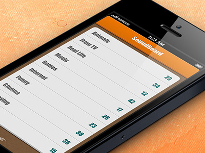 Soundboard List 2d 3d board flat fun games gui ios iphone list listing menu mobile music sketch sketchapp sound ui ux