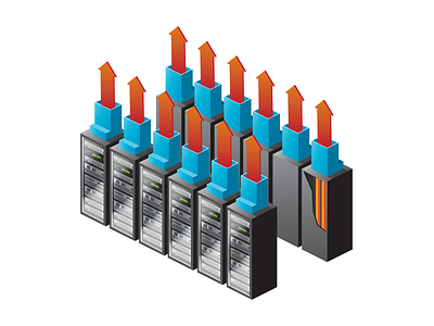 Server room illustration arrows blue illustration illustrator isometric orange server