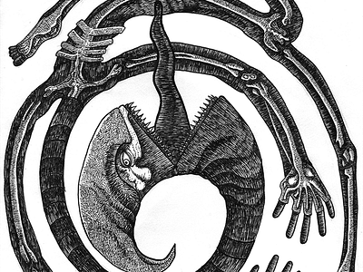 Spiralman black and white comics illustration pen and ink sigil