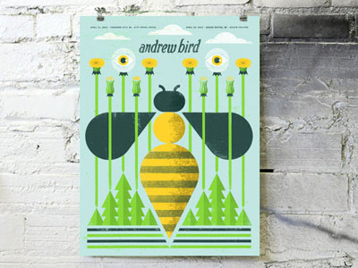 Andrew Bird "Bee" poster bee dandelions flowers gigposter illustration insect plants poster