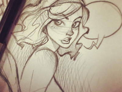 sketch circle girl pencil sketch