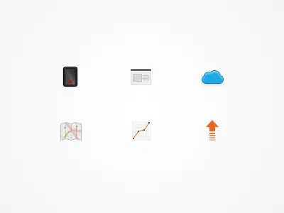 Feature Icons cloud datalogger icons map report upload window wizard