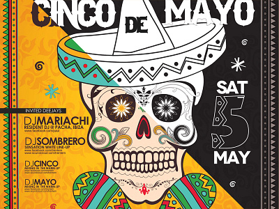 Cinco de Mayo Poster cactus chili chilli cinco cinco de mayo flyer food happy holiday mayo mexican party poster shape skull sombrero vector