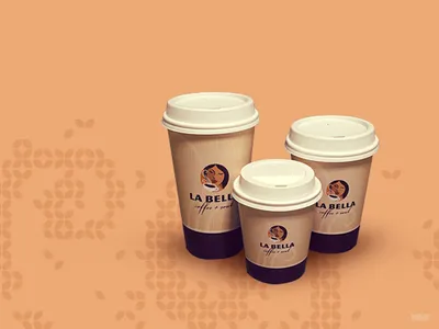 La Bella Cup Pack Study coffee cup la bella logo packaging