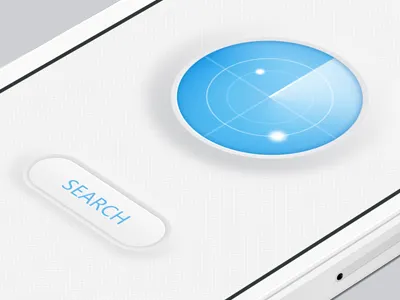 Search blue button clean iphone radar search ui white