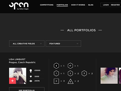 Competition Platform awards competition platform digital folio getty images photography ui website