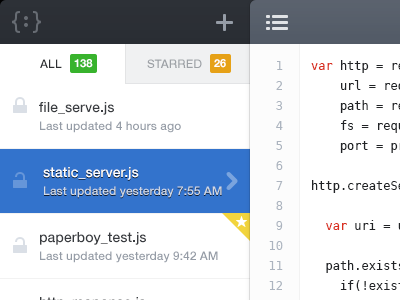 File list codeview dark gisthero grey ipad app light sidebar sourcelist