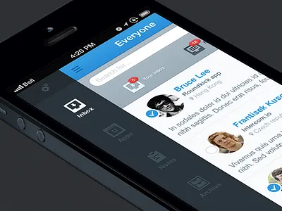 Menu app apple bar blue device inbox intercom iphone menu message mobile search select side
