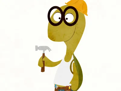 Handy Turtle hammer handy handyman hard hat man tool belt tortoise turtle