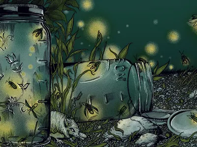 Pinewood Bowl - The Lumineers fireflies gig poster illustration lightening bug mason jar mouse music poster screen print the lumineers