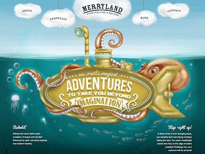 Portfolio webdesign fairytale illustrated illustration kraken octopus portfolio submarine webdesign