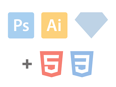Tools & Skills css3 flat html5 icons illustrator photoshop sketch