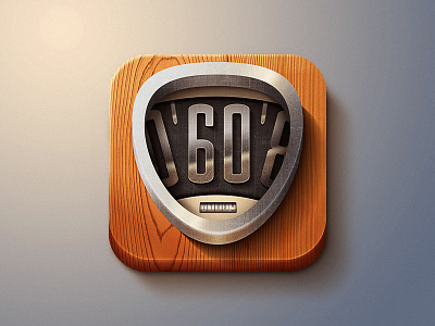 Retro Speedometer 60s app car chrom icon illustration metal retro speed speedo speedometer wood