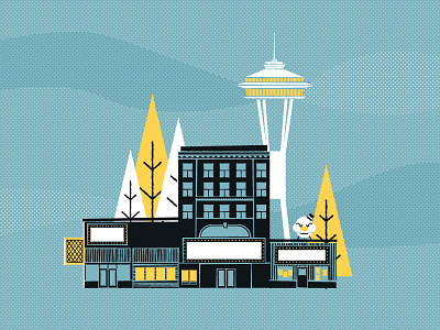 Seattle Music II grunge illustration music northwest rock seattle space needle venues