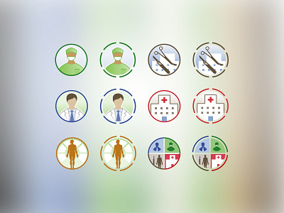 Healthcare Icons blue brian white brown clamp close doctor green health health care healthcare hospital icon illustration man open physician scapel sillhoette surgeon tie trilion studios vector