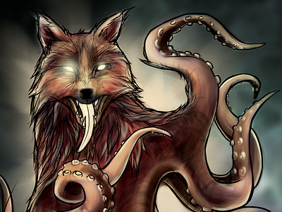 WOLFCTOPUS digital painting illustration octopus wolf wolfctopus