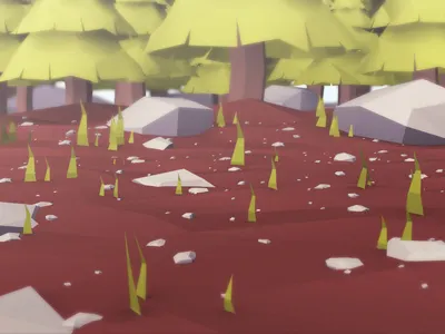 Forest 2 3d forest game grass low low poly lowpoly maya photoshop poly render rock stone tree